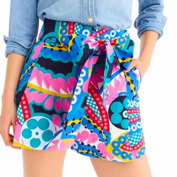 J. Crew Pants - J. CREW NWT TIE WAIST HIGH RISE PAPERBAG SHORTS RATTI KALEIDOSCOPE 00 RAINBOW